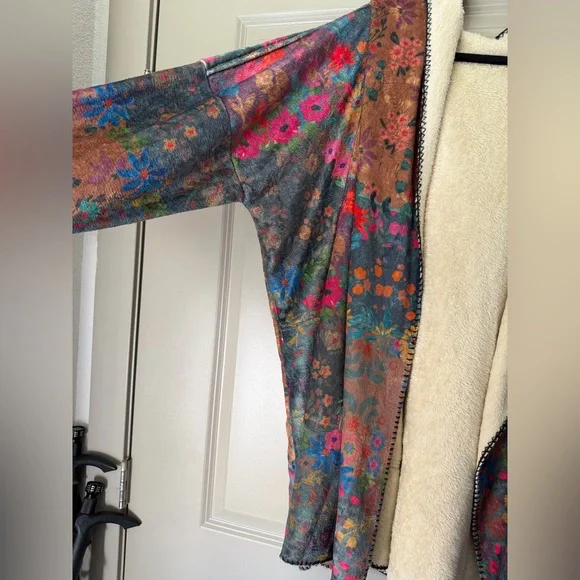 Natural Life Cozy Blanket Kimono Cardigan Vintage Rose Patchwork - Picture 7 of 13